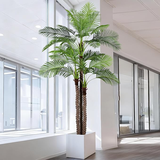 10FT Artificial Palm Tree - Tall Fake Palm Tree with 36 Lifelike Leaves & Realistic Trunk, 120" Large Faux Tropical Phoenix Palm Plant for Home Living Room Poolside Office Hotel Mall Decor