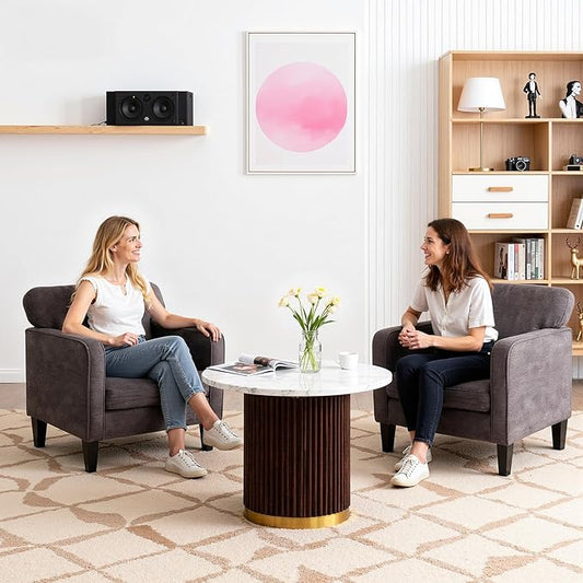 Sweetcrispy Modern Accent Chairs for Living Room, Corner Chairs for Adults, Reading Chair with Armrest and Backrest, Comfy Lounge Chairs for Bedroom, Waiting Room and Reception Room, Grey