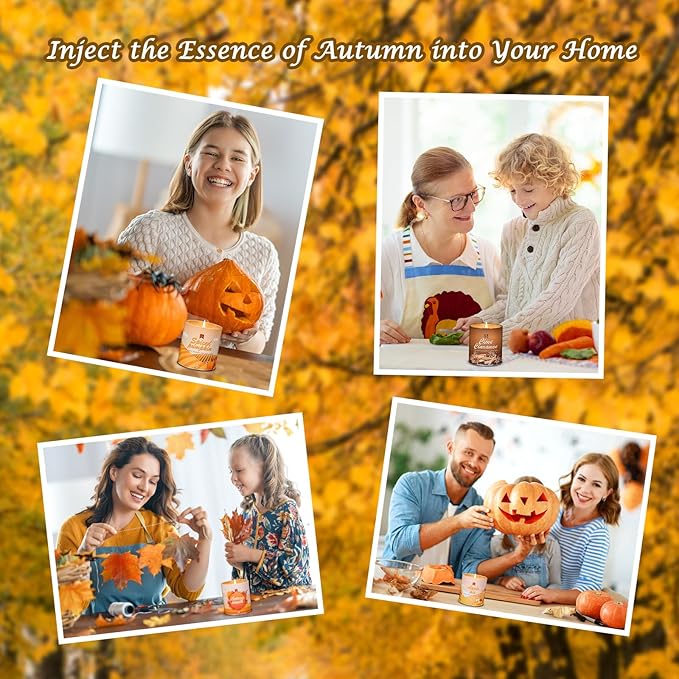 36oz Scented Fall Candles Set, 4Pack Aromatherapy Soy Wax Candles House Warming Halloween Birthday Gifts, Birthday Halloween Chirstmas Candles for Women Men 9oz Apple/Wreath/Cinnamon/Pumpkin Candle