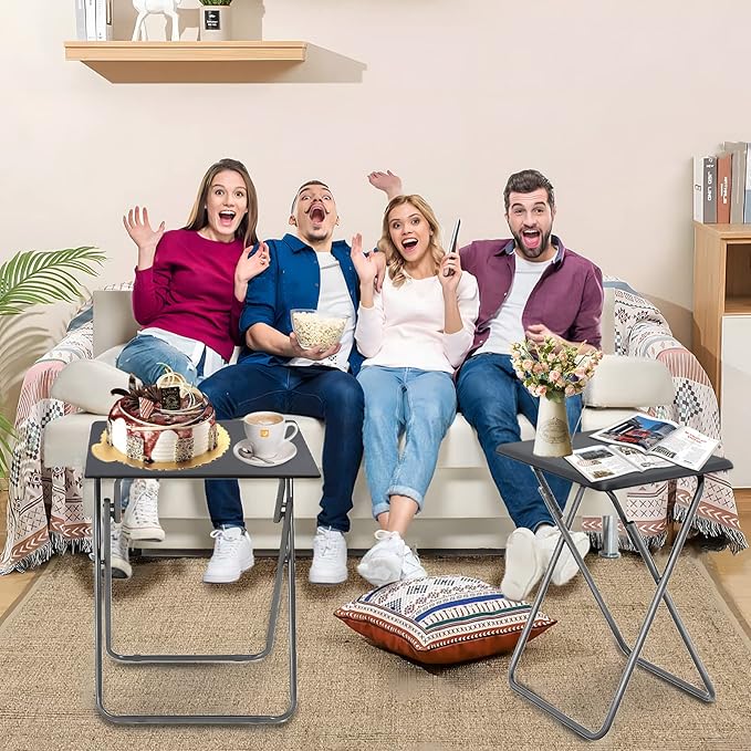 Garden 4 you Folding TV Tray Table/TV Dinner Trays Tables for Eating,Stable Tv Trays Table 25In, Folding Tray Side Table, Foldable Snack Tables for Bed & Sofa, 15 x 18.9 x 26 in (Grey,1PC)