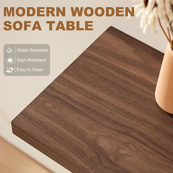 HABUTAY 42 Inch Industrial Entryway Table with 4-Tier Storage Shelves,Sofa Table for Living Room, Narrow Console Table for Hallway, Foyer, Front Door, Accent Furniture with Metal Frame，Rustic Brown