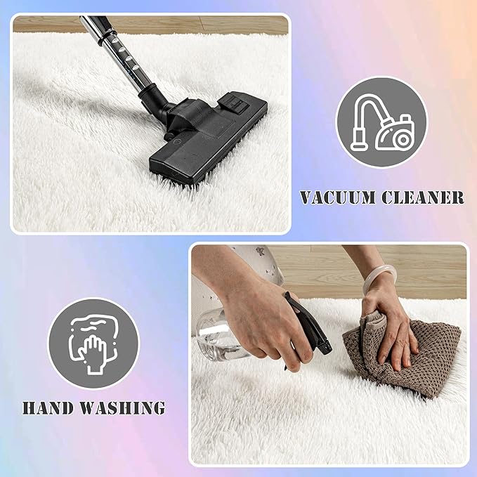 Small Runner Rugs for Bedroom Hallways, 2x4 Runners for Hallways Fluffy Shag Throw Area Rug Non Slip for Bedside Dorm, Shag Rugs for Girls Boys Bedroom, Floor Carpet Runner for Kids Dorm, Cream White