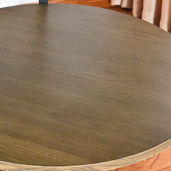 Round End Table with Storage Shelf, 25in Circel Accent Side Table with Metal Legs, 2-Tier Industrial Sofa Side Table for Living Room Bedroom, Yellowish Brown