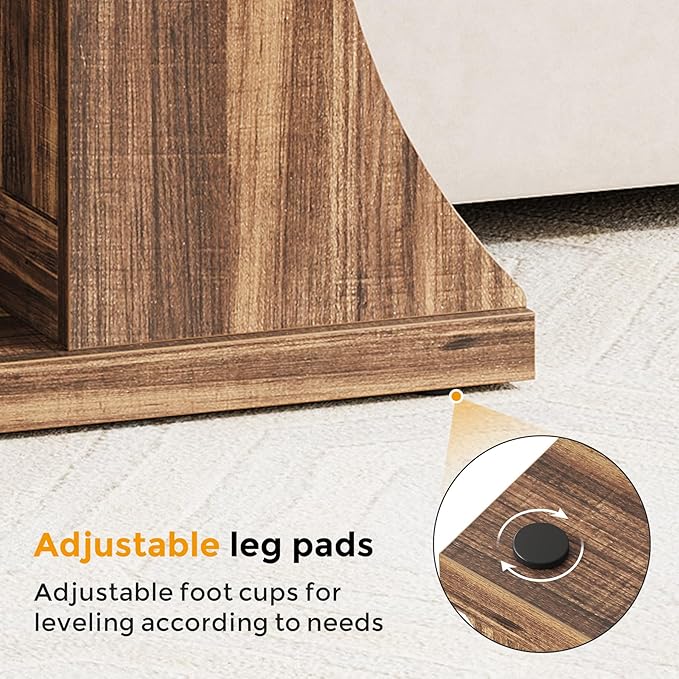 VANOMi 47" Farmhouse Console Table Behind Sofa Couch with Stroage, Industrial Hallway Table with 4 Shelves Storage, Wooden Accent Sofa Table for Entry Living Room Hallway Foyer