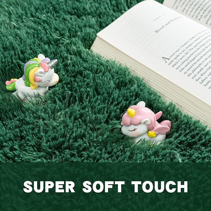 Rugs for Living Room 6x9, Soft Shaggy Modern Shag Area Rug for Bedroom, Upgrade Non-Slip Plush Fluffy Carpet for Kids Boys Girls Room Home Decor Aesthetic, Blackish Green