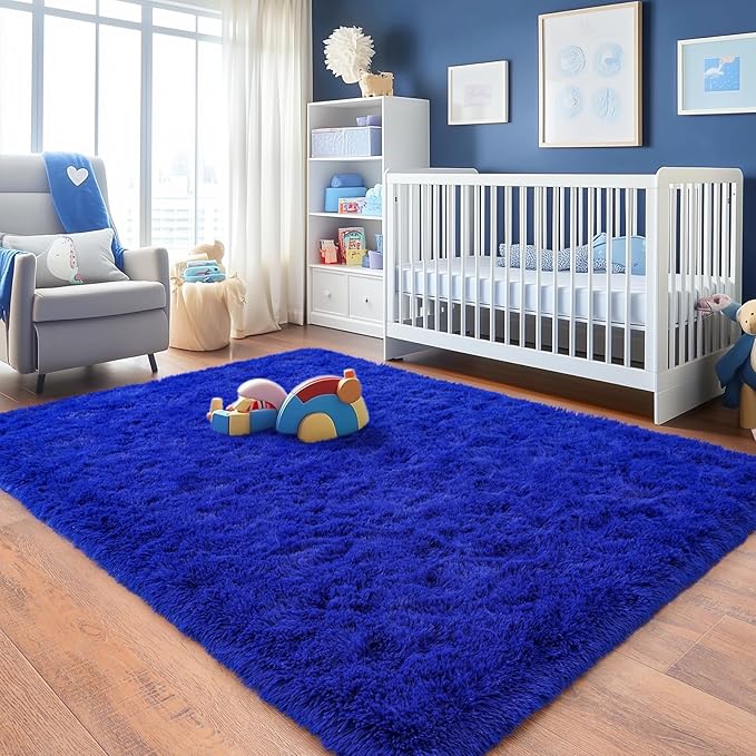 Rugs for Bedroom 4x6, Soft Shaggy Modern Shag Area Rug for Living Room, Upgrade Non-Slip Plush Fluffy Carpet for Kids Boys Girls Room Home Decor Aesthetic, Royal Blue