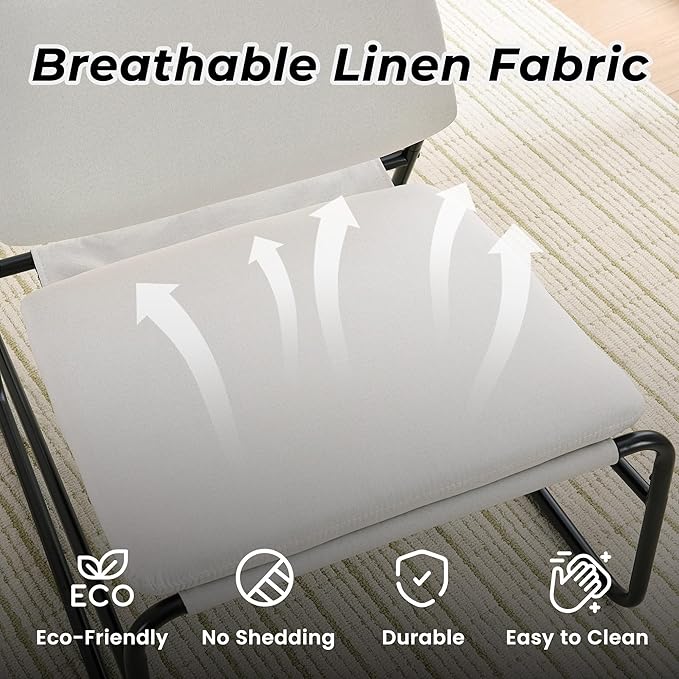 DAICO Modern Accent Chair Comfy Living Room Chair Armless Sling Accent Chairs Upholstered Side Sitting Chairs with Metal Frame for Office Reception Reading Bedroom Waiting Room, Beige