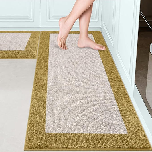 Machine Washable Runner Rugs Set of 2, (24" x 36"+ 24" x 60"), Non Slip Kitchen Mats for Floor, Absorbent Entryway Rug for Kitchen, Bedroom, Hallway, Bathroom, Door (Roll Packing)