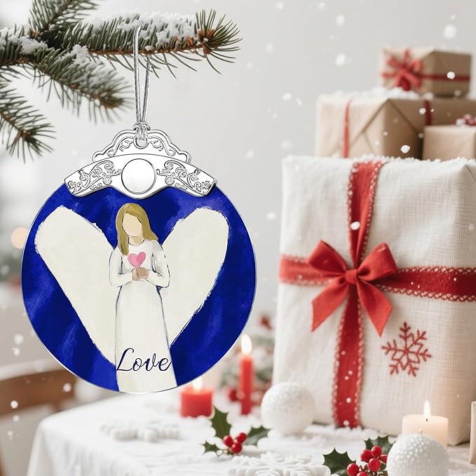 Stained Glass Love Angel Christmas Ornament: Christmas Tree Ornaments & Decor, Holiday Decor – Holiday Presents, Gift Ideas & Gifts for Friends, Coworker, and Family