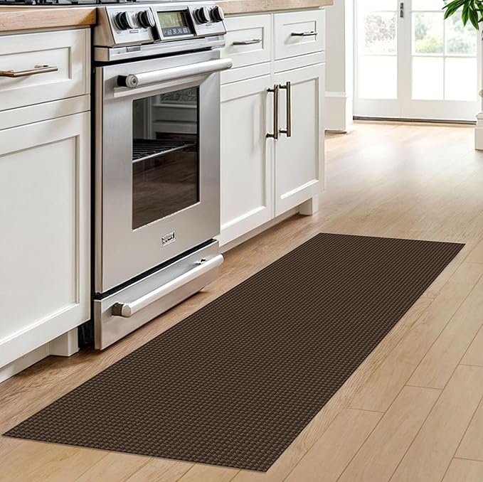 IOHOUZE Washable Runner Rug 2x6 Non Slip Runners for Hallways Entryway Runner Indoor, Kitchen Rugs Woven Cotton Floor Carpet for Kitchen Hall Entrance Bedroom, Brown