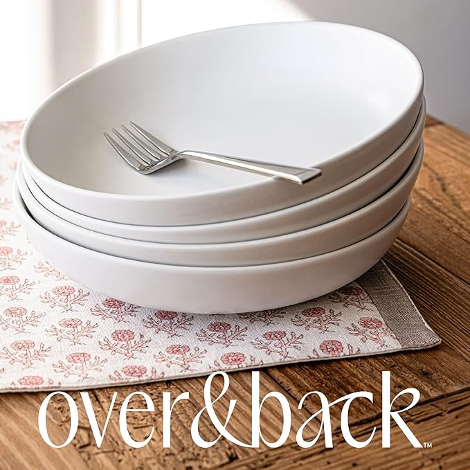 Over&Back Set of 4 Hand-Blocked Placemats - Colorful Dining Table Mat - Each Placemat is Unique - 100% Cotton - Machine Washable - Kitchen and Home Decor - Pink Blossom