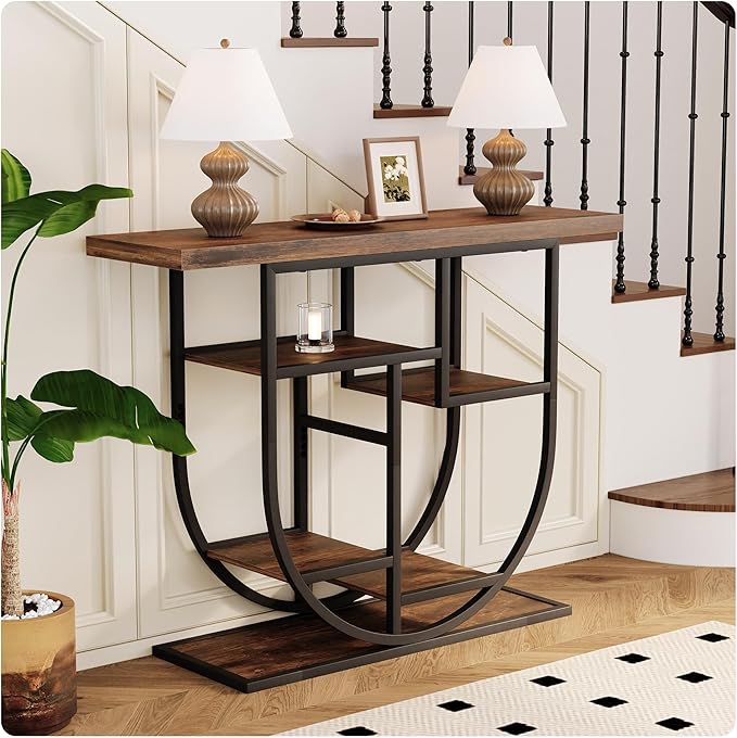 Modern Console Table for Entryway with Storage: 41.3 Inch Wood Sofa Tables for Living Room - Narrow Farmhouse Accent Desk for Home Decor