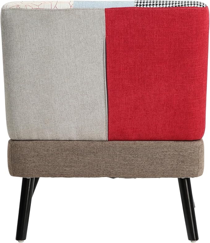 Modern Colorful Accent Chair,Boho Side Chair with Wood Leg,Comfy Upholstered Patchwork Chairs Cozy Comfy Armchair s for Living Room,Bedroom