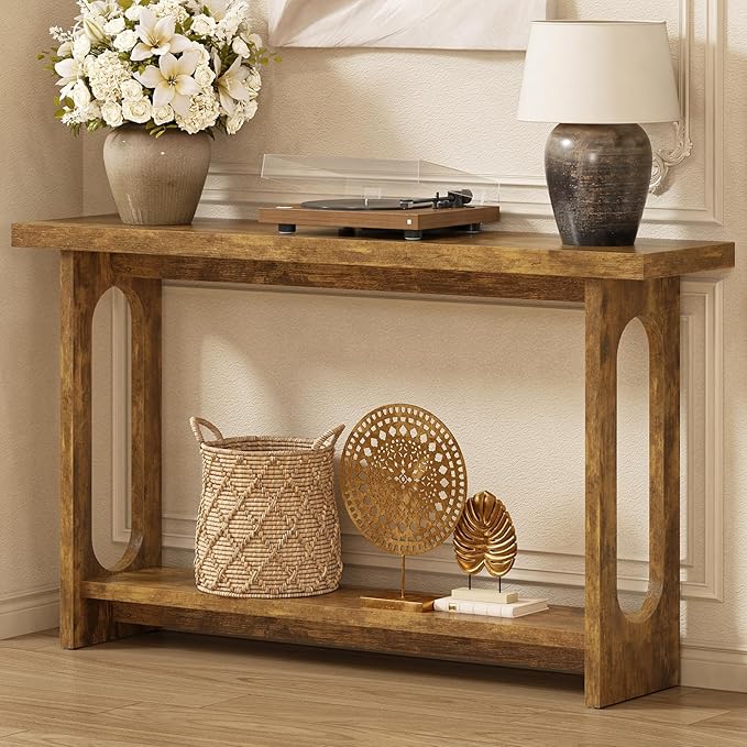 Farmhouse Console Table, 55inch Wood Vintage Console Table Narrow Sofa Tables Hallway Tables for Entryway, Living Room, Foyer