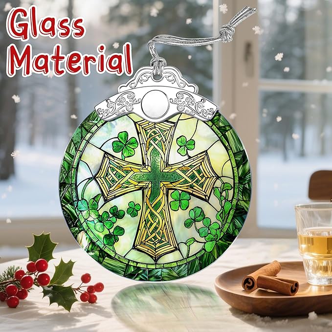 Stained Glass Cross Christmas Ornament: Christmas Tree Ornaments & Decor, Holiday Decor – Holiday Presents, Cross Gift, Religious Gifts, Christian Gift, and Gifts for Friends, Coworker, and Family