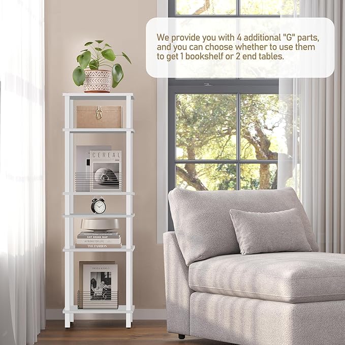 TUTOTAK Set of 2 End Table with Charging Station, Side Table with USB Ports and Outlets, Nightstand, 3-Tier Storage Shelf, Sofa Table for Small Space TB01BW0422