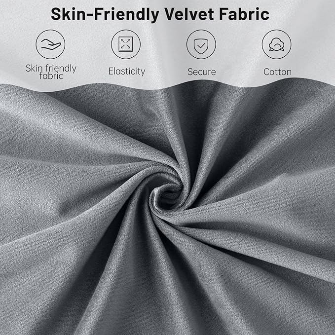 Furniliving Velvet Accent Chair for Living Room, Upholstered Reading Chair with High Backrest, Tufted-Button Wingback Armchair for Bedroom, Dressing Room, Home Office, Light Grey, Set of 2