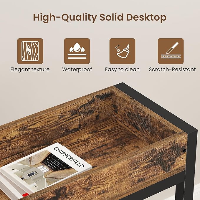 Narrow Console Table, 31.5" Entryway Table with Groove, Small Sofa Table for Hallway, Bedroom, Living Room, Foyer, Corridor, Office, Balcony, Rustic Brown