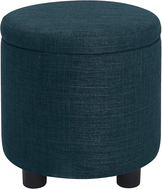 Designs4Comfort Round Accent Storage Ottoman with Reversible Tray Lid