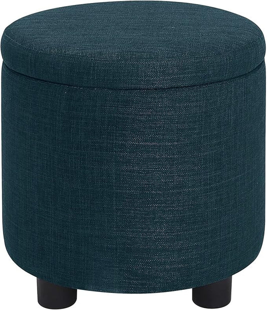 Designs4Comfort Round Accent Storage Ottoman with Reversible Tray Lid