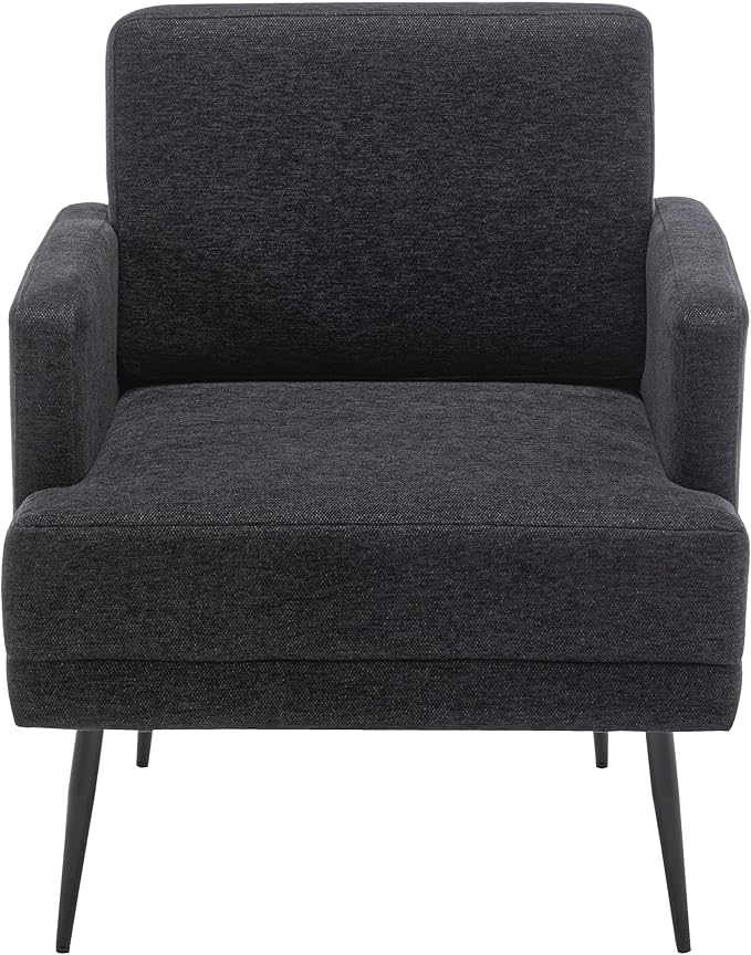 MINCETA Accent Chair,Modern Reading Accent Chairs with Back and Arms,Upholstered Armchair for Living Room,Performance Fabric in Charcoal Gray