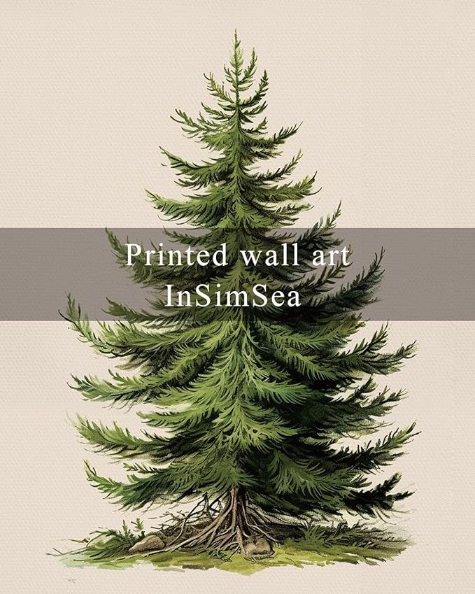 InSimSea Christmas Decor Framed Wall Art, Christmas tree Canvas Painting, elegant Holiday decor Unique Christmas Gifts For Table Wall Farmhouse Mantel Home Office 16L x 12W