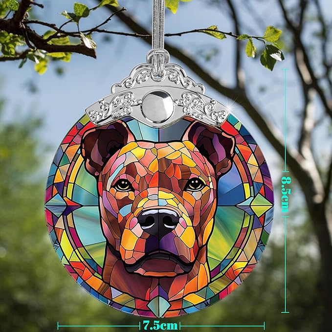 Dog Ornament, American Staffordshire Terrier Hanging Ornament - Glass, Christmas, Thanksgiving, Birthday Decorations and Gifts