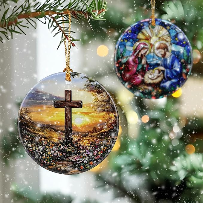 Christmas Ornament, Christian Cross Ornaments, Xmas Decor, Christmas Tree Ornaments, Xmas Decorations for Tree, Holiday Ornament, Gift Ideas, Christian Gifts, Religious Gifts