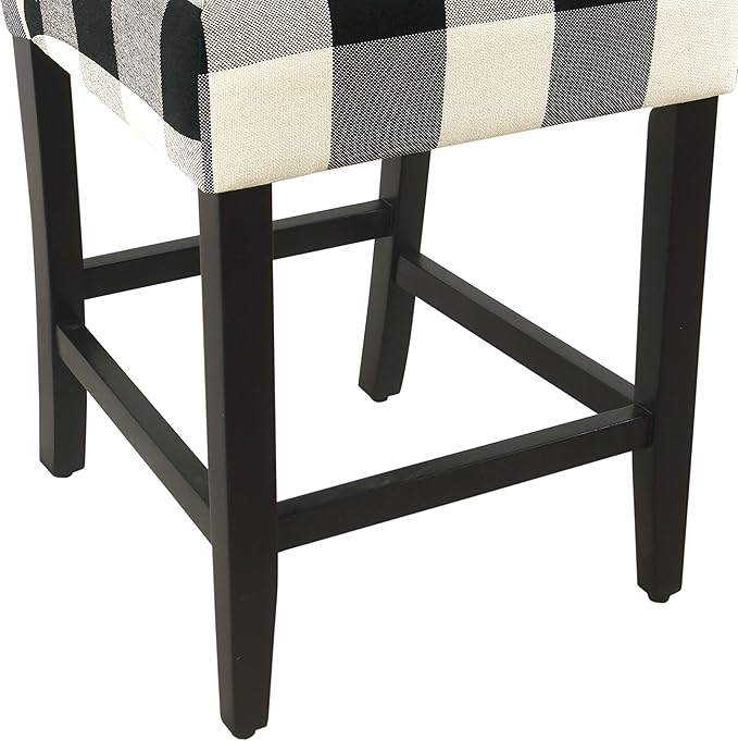 'HomePop by Kinfine Fabric Upholstered Counter Height Barstool - 24-inch, Black and Cream Geometric
