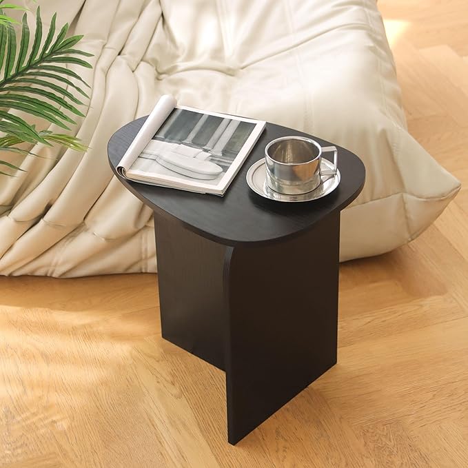 AWASEN Black Side Table, Small Triangle End Table Living Room, Modern Accent Table with Unique Tabletop, Mini Bedside Table for Small Spaces, Black