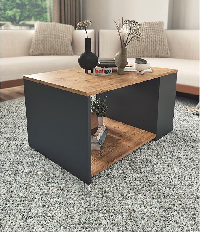 2-Tier Ideal Coffee Table - Compact Small Living Room Table with Storage