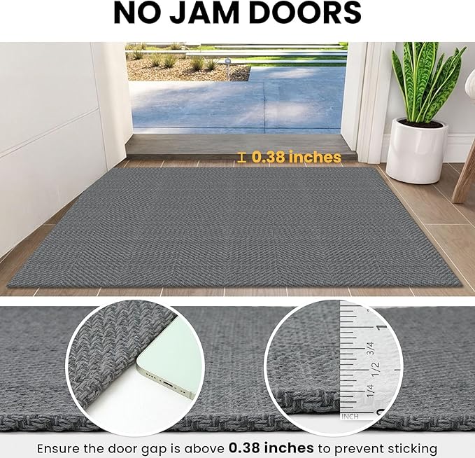 IOHOUZE Washable Runner Rug 2x5 Non Slip Runners for Hallways Entryway Runner Indoor, Kitchen Throw Rug Woven Cotton Floor Carpet for Hall Entrance Bedroom, Charcoal/Dark Grey