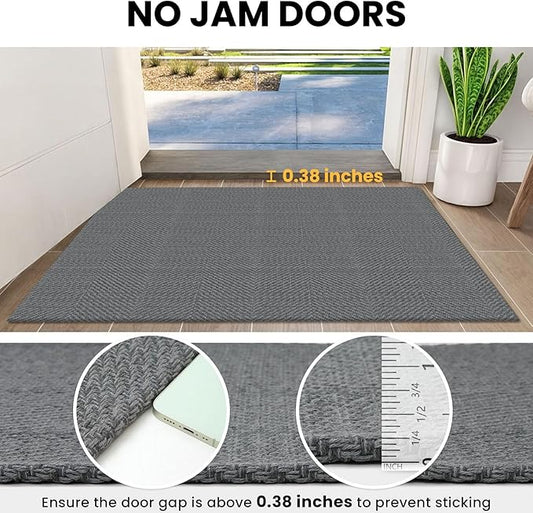 IOHOUZE Washable Runner Rug 2x5 Non Slip Runners for Hallways Entryway Runner Indoor, Kitchen Throw Rug Woven Cotton Floor Carpet for Hall Entrance Bedroom, Charcoal/Dark Grey