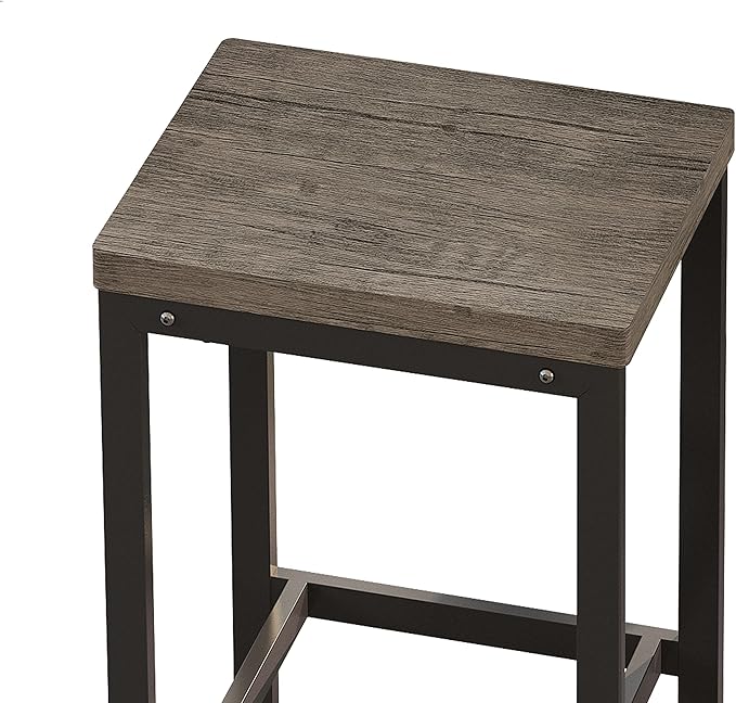 Merax 4-Piece Counter Height Extra Long Dining Table Set with 3 Stools and Footrest, Modern Design Kitchen Dining Table, Pub Table, Long Dining Table Set, Brown Gray