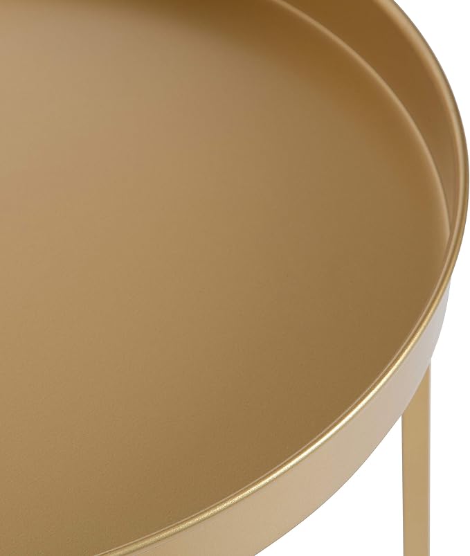 Kate and Laurel Celia Glam Round Side Table, 18.25 x 18.25 x 22, Gold, Modern Minimalist Accent Table for Storage and Display