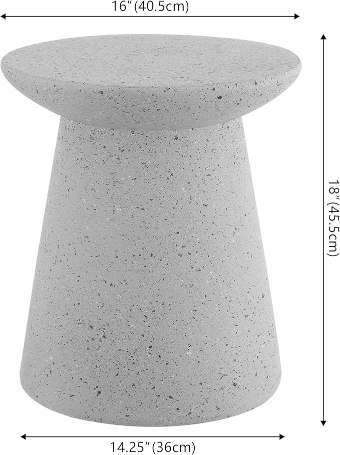 JONATHAN Y TBL1108C Hollie 18" Minimalist Modern Drum Indoor/Outdoor Accent Table Pedestal, Contemporary, Mid-Century, Art Deco,Bohemian, Patio, Garden, Bathroom, Living Room, Gray Terrazzo Finish