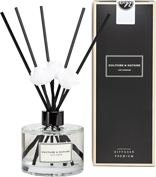 CULTURE & NATURE Reed Diffuser Set 6.7oz (200ml) Lilac Garden Scented Diffuser with Sticks Home Fragrance Reed Diffuser for Bathroom Shelf Decor