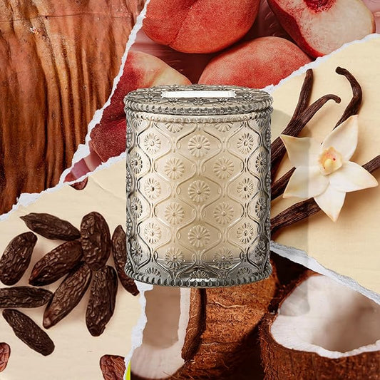 LA JOLIE MUSE Island Coconut Scented Candle – Coconut, Peach & Vanilla | 6oz Luxury Soy Candle | 40 Hours Clean Burn| Gift-Ready for Hosts & Gatherings | Elegant Home Décor
