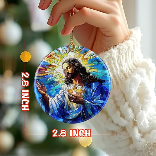 Jesus Christ Ornament: Christmas Ornaments, Religious Christmas Decorations for Tree, Catholic Ornament & Christian Holiday Decor | Religious Gifts, Christian Gifts - Design B