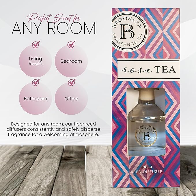 Brooklyn Fragrance Co. Aroma Diffuser - Luxurious Rose Scent Long Lasting Premium Fragrance - Air Freshener for Home - Scent Diffuser for a Large Room - 100ML