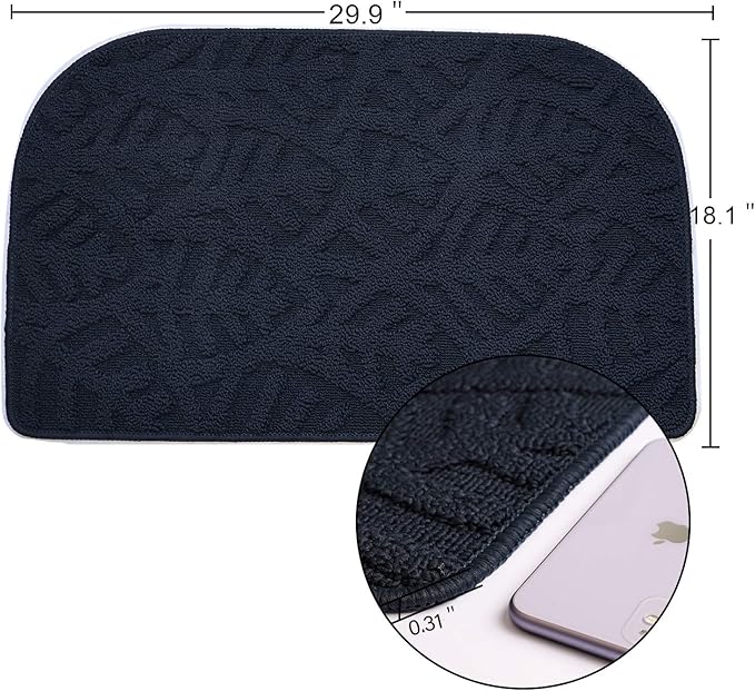 TOONOW Indoor Doormat Front Door Mat,30"x18", Low-Profile Machine Washable Kitchen Rug, Absorbent Mud Half Round Entrance Mat for Outdoors, Entryway, Patio, Bedroom, French Blue