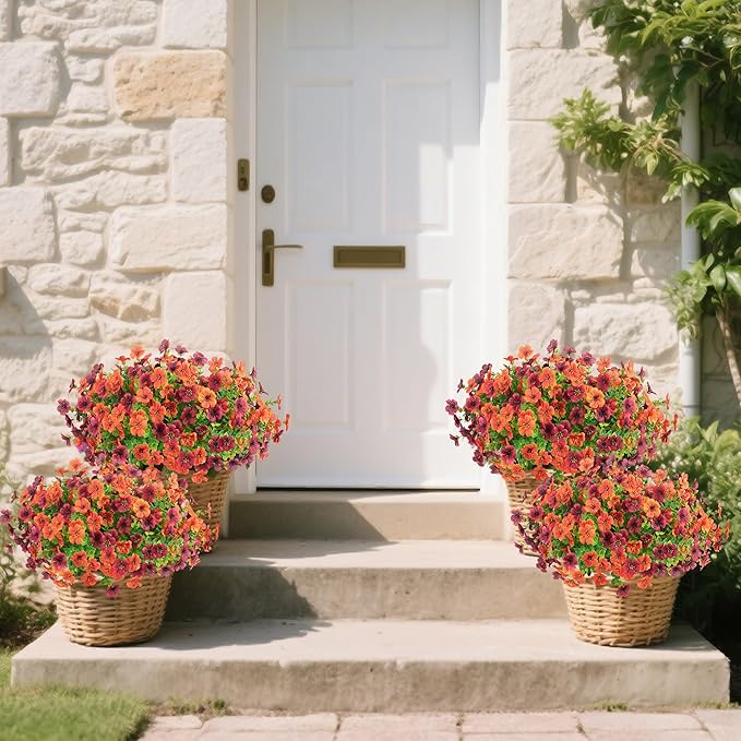 12 Bundles Artificial Flowers for Outdoor Indoor Fall Flowers Home Decoration,Fake Mums Silk Daisy Flower Bulk for Outside,Plastic Flowers UV Resistant Faux Mums for Garden Patio Balcony Autumn Decor