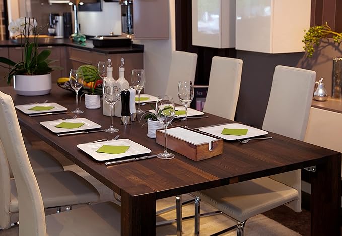 Acacia Guest Towel Napkin Holder 10x6", Paper Hand Towels Tray Holds Paper & Cloth Linen Napkin on Table, Kitchen Counter, Bathroom - Durable, Natural, Dark Stained Organizer for Party, Wedding, Event