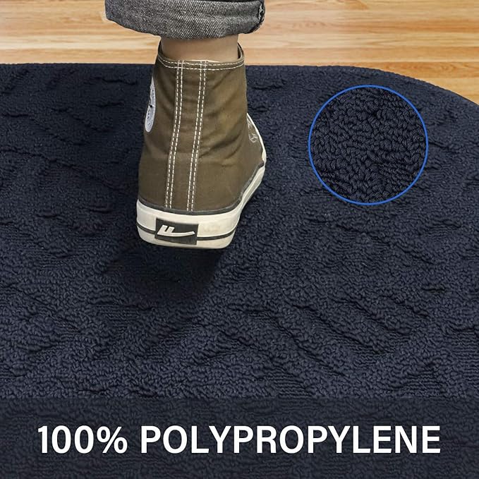 TOONOW Indoor Doormat Front Door Mat,30"x18", Low-Profile Machine Washable Kitchen Rug, Absorbent Mud Half Round Entrance Mat for Outdoors, Entryway, Patio, Bedroom, French Blue