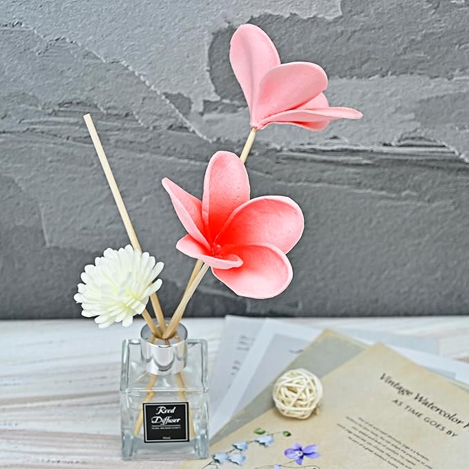 10pcs Gradient Grapefruit Pink Flowers PU Real Touch Flowers Hawaiian Plumeria Tropical Artificial Flowers for DIY Floral Gifts Wedding Home Office Table Decor Farmhouse Table Centerpiece Decorations