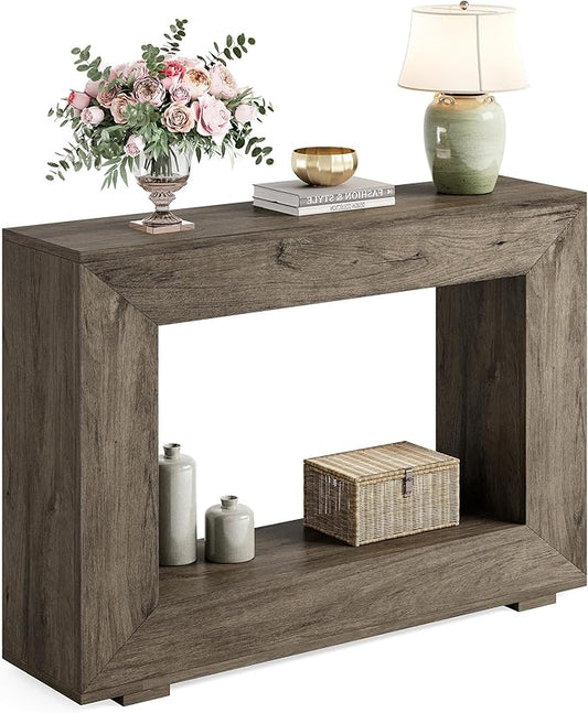LITTLE TREE 47 Inches Console Table, Sofa Table with Storage, Modern Entryway Table for Hallway, Narrow Long Sofa Entryway Table for Living Room, Grey