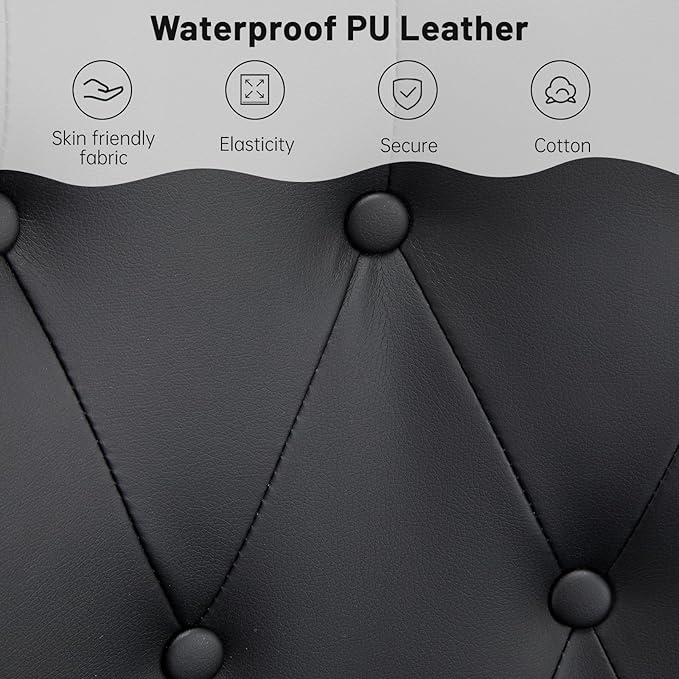 Furniliving PU Leather Accent Chair for Living Room, Upholstered Reading Chair with High Backrest, Tufted-Button Wingback Armchair for Bedroom, Dressing Room, Home Office, Set of 2, Black