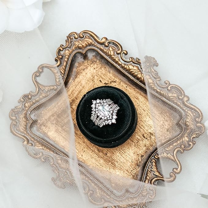 Small Antique Tray Jewelry Ring Dish, French Decor Gold Vintage Trinket Jewelry Holder, Antique Home Decor Display Trays Gifts for Women, Wedding, Birthday, for Women