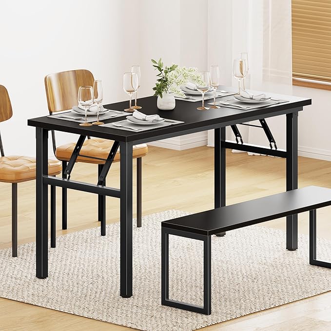 DlandHome 47 inches Folding Table Computer Desk Portable Activity Conference Table Home Office Desk, Fully Assembled Black DND-ND5-120BB