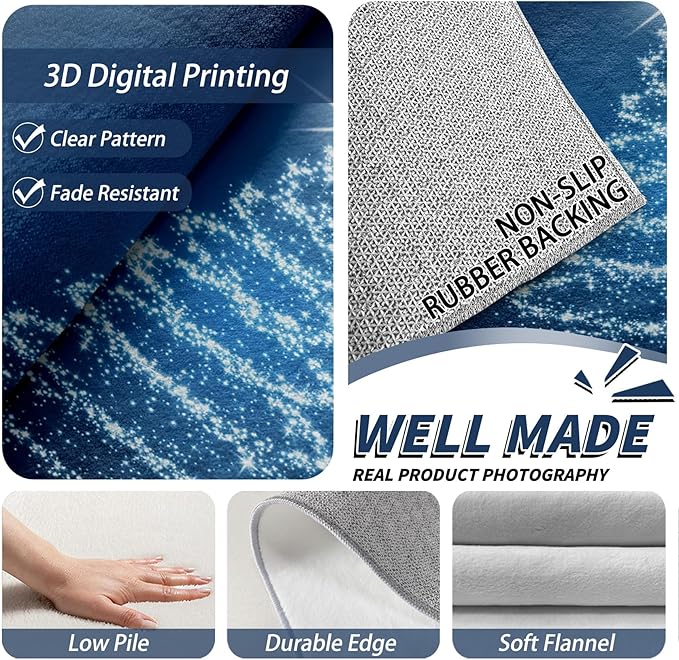 Christmas Tree Rug Big - 4x6 Rug, Abstract Xmas Tree Living Room Rugs, Christmas Bedroom Rugs, Modern Xmas Carpet, Holiday Kids Home Decor & Gifts